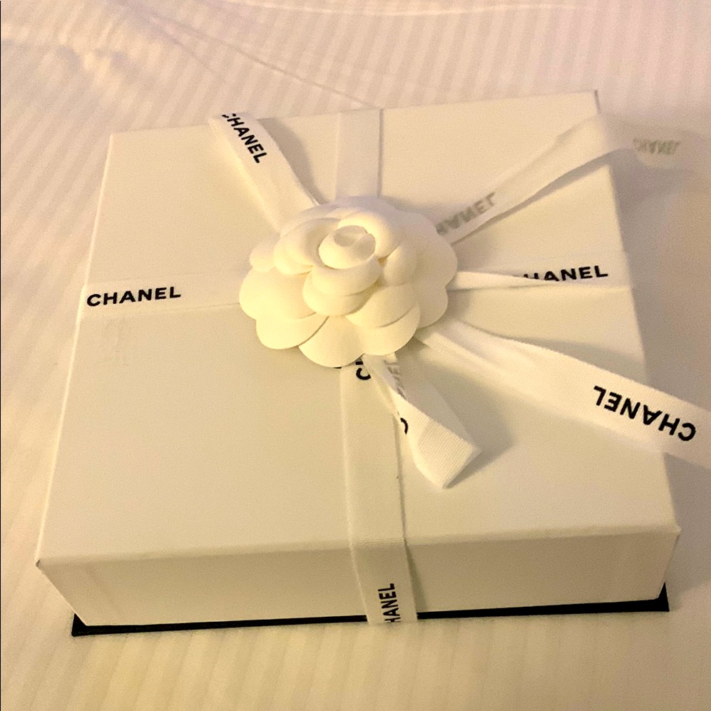 Chanel White Ribbon Accessory Box From Paris, Authentic, With Ribbon/ Camellia